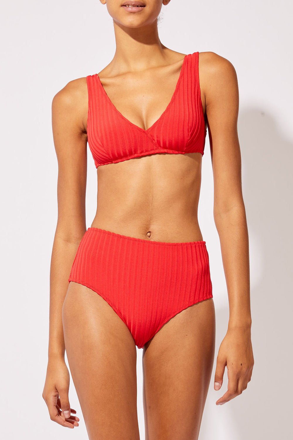 Pigmento Recuento Asistente The Beverly Ribbed Bikini Top in Solid Rib Ruby Red | Solid & Striped