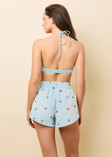 Vicky Embroidered Short Sky Ditsy Floral