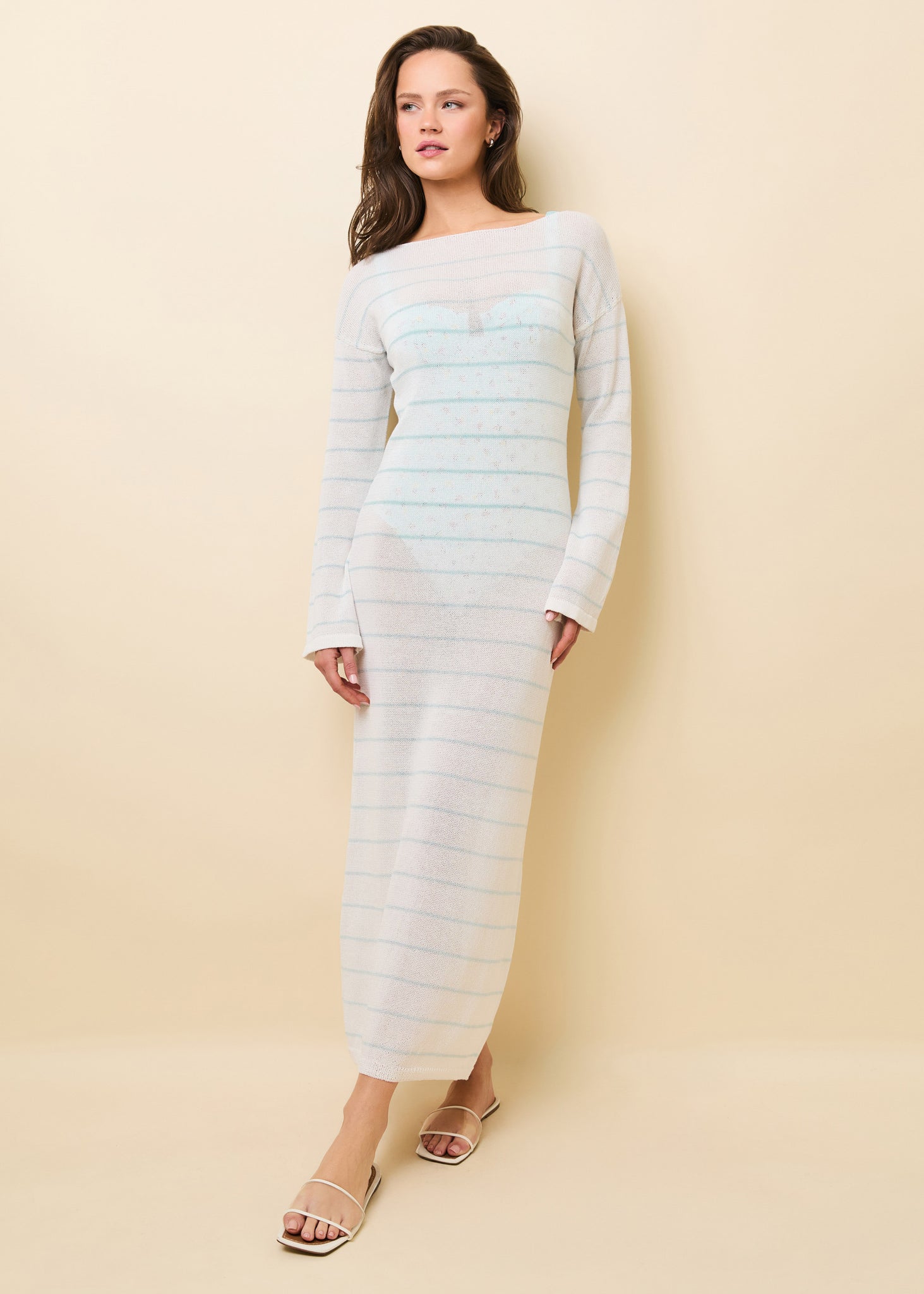 Polly Dress Micro Stripe Brule