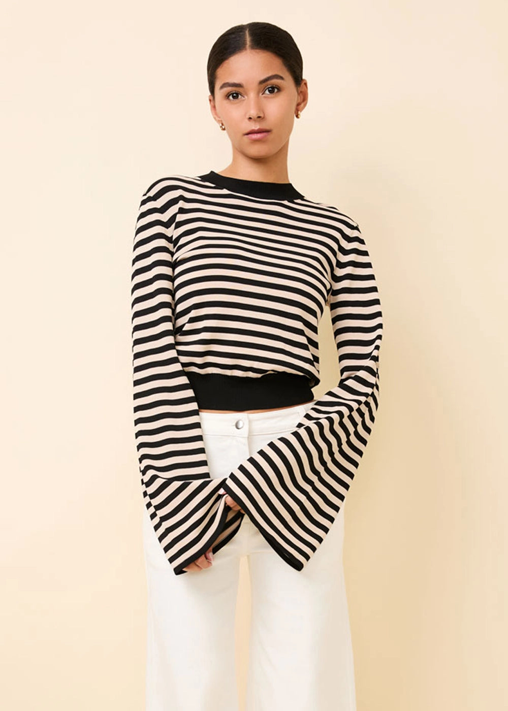 Babetta Sweater Noir Khaki Stripe - Solid & Striped