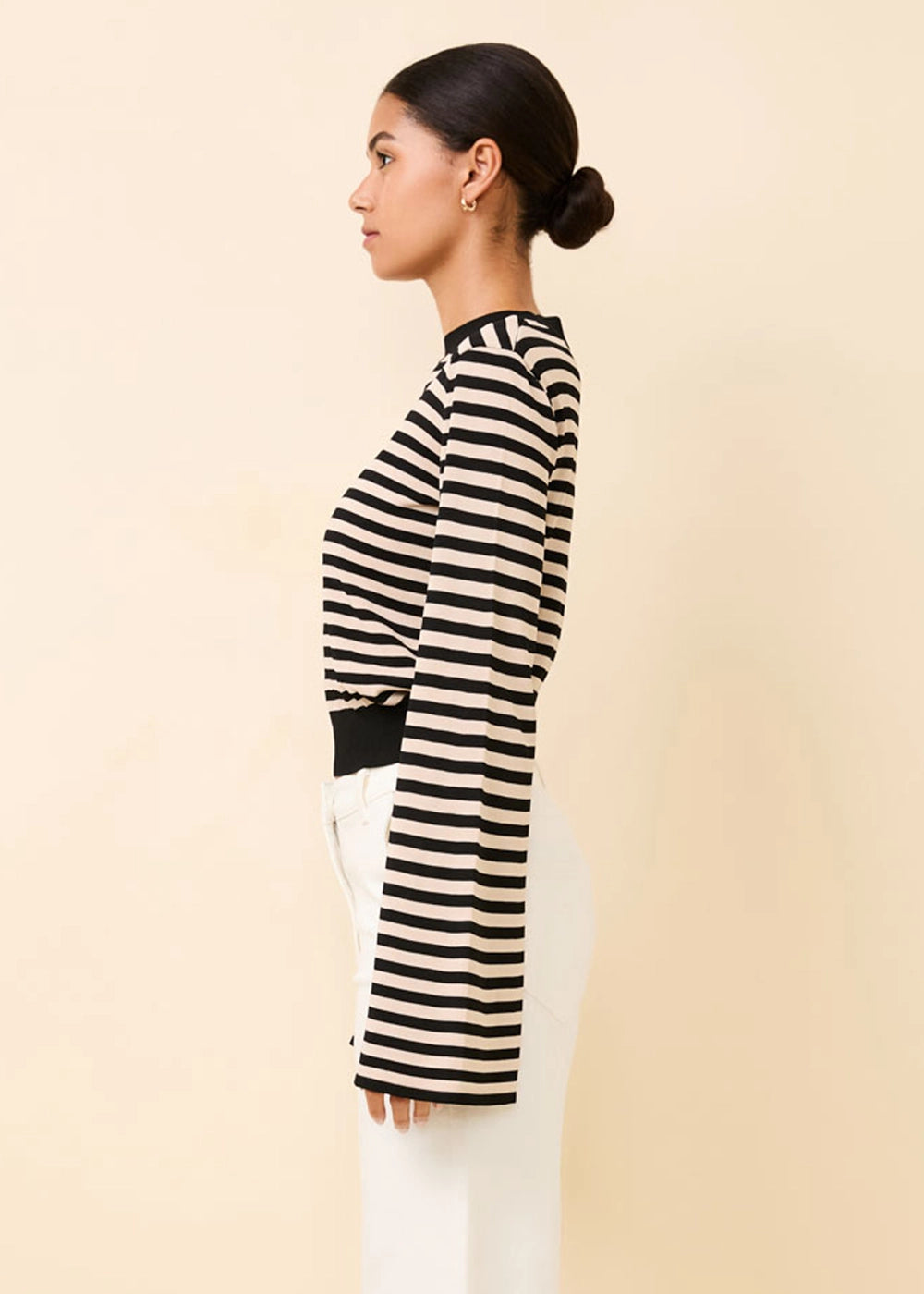 Babetta Sweater Noir Khaki Stripe - Solid & Striped