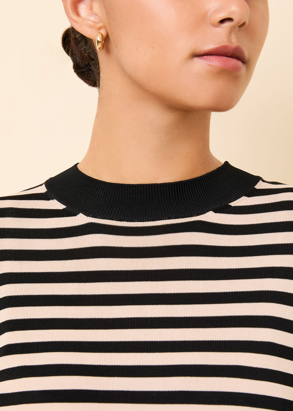 Babetta Sweater Noir Khaki Stripe - Solid & Striped