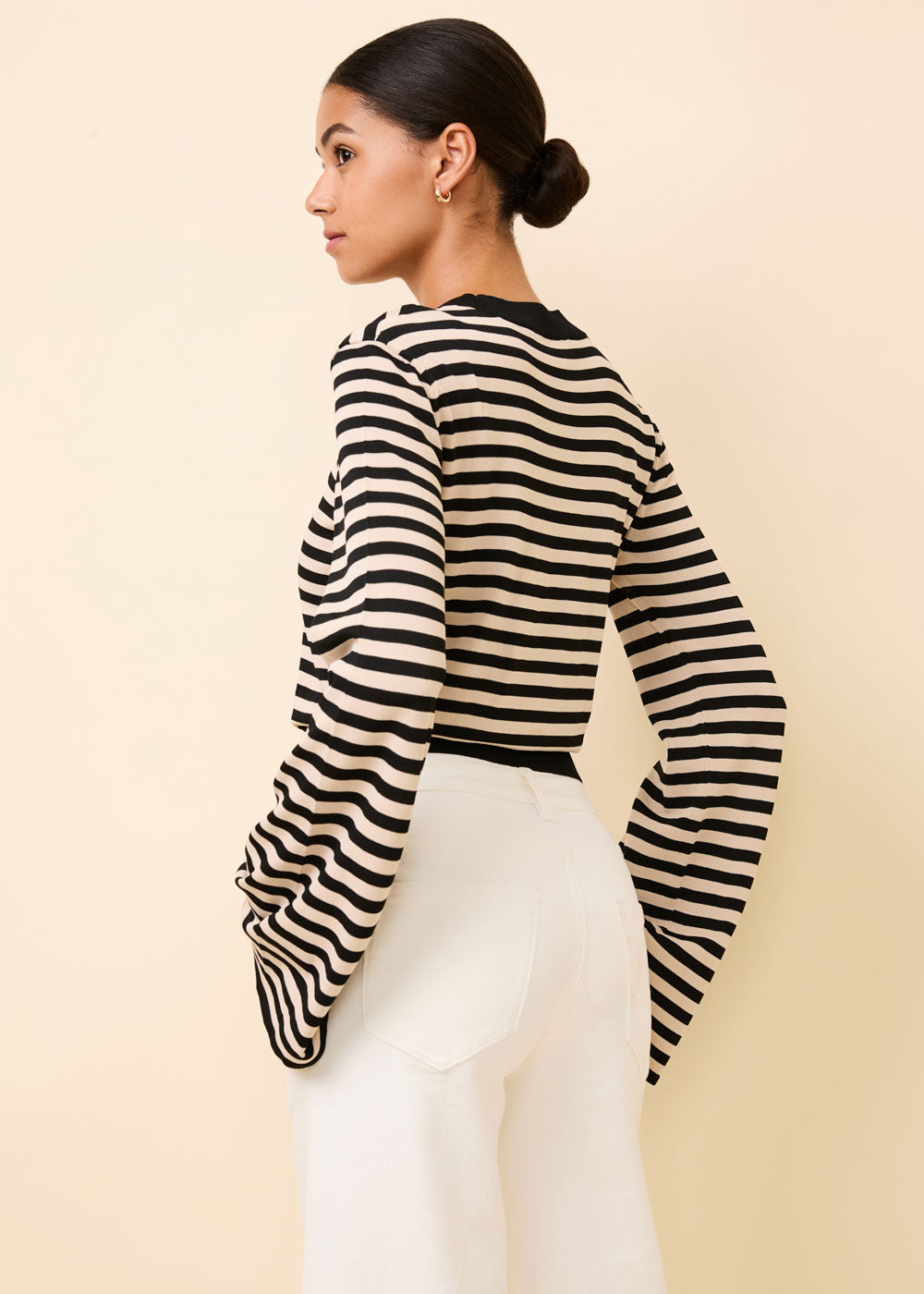 Babetta Sweater Noir Khaki Stripe - Solid & Striped