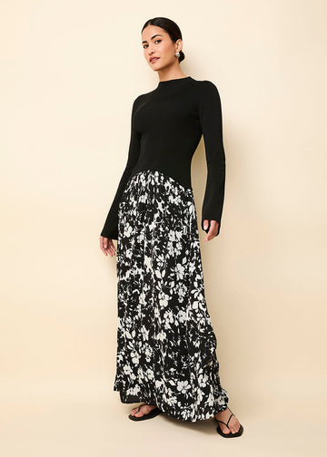 Soglio Dress Black & White Floral