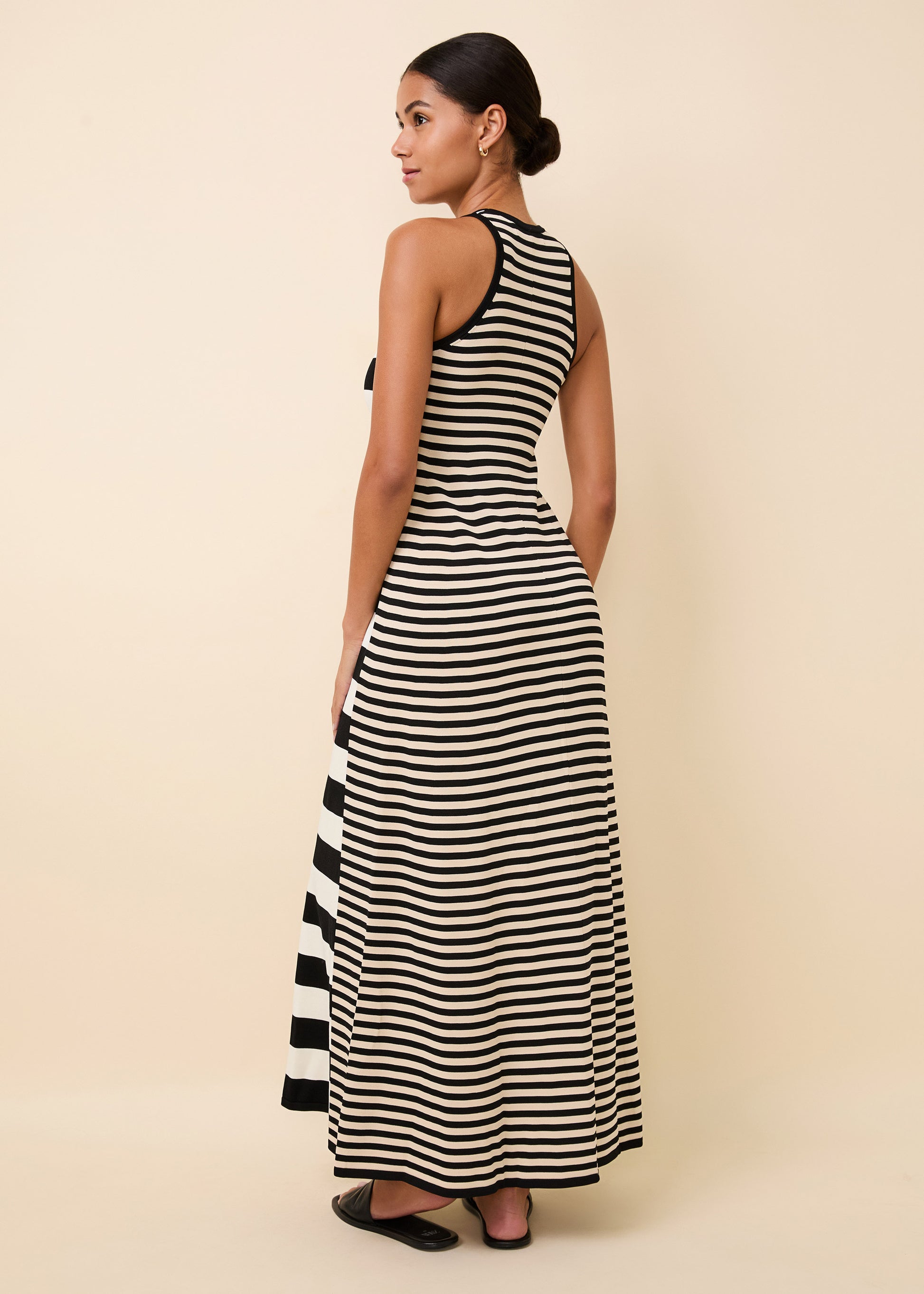 Oria Dress Noir Brule Khaki Stripe - Solid& Striped