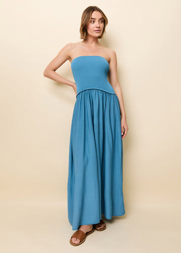 Strapless Soglio Dress French Blue