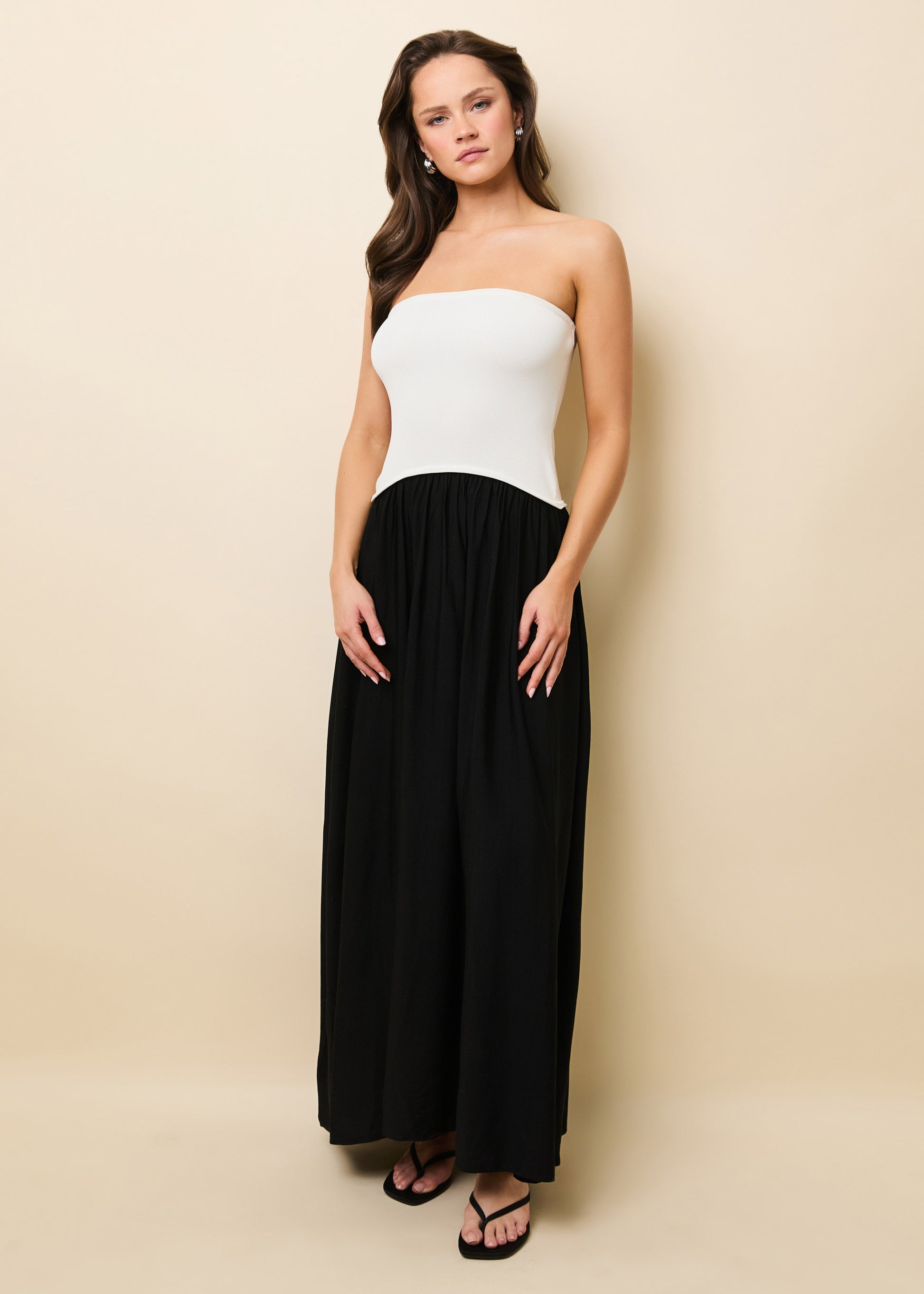 Strapless Soglio Dress Noir / Optic White - Solid & Striped