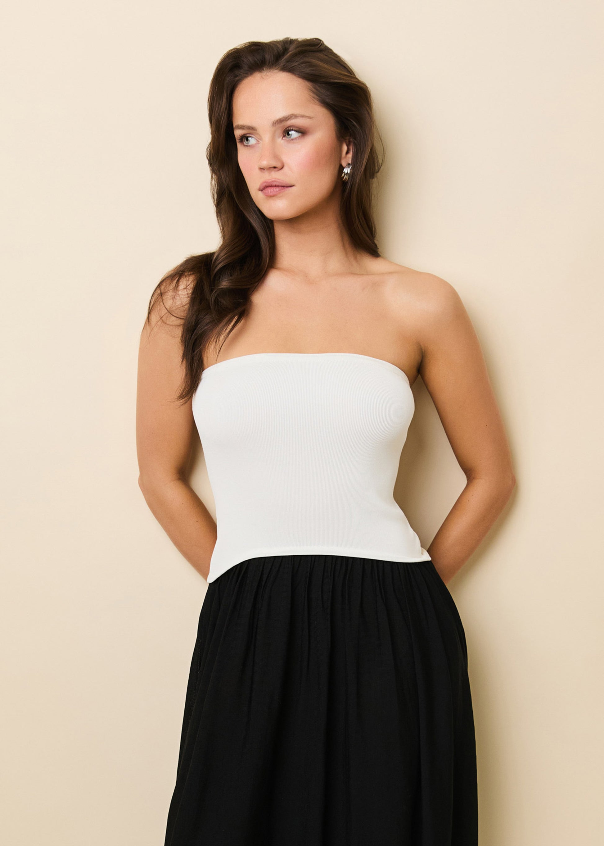 Strapless Soglio Dress Noir / Optic White - Solid & Striped