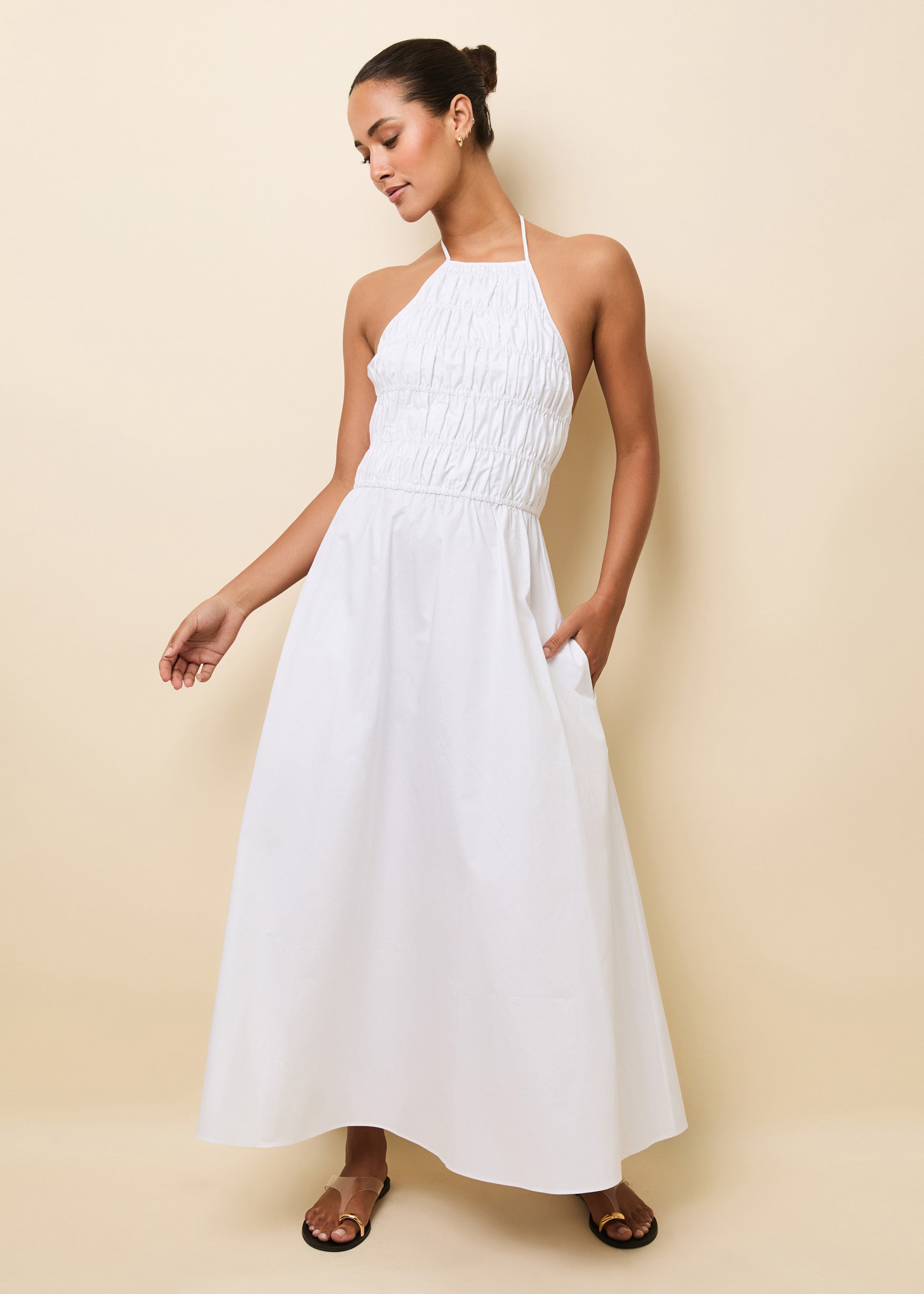 Meira Dress Optic White - Solid & Striped