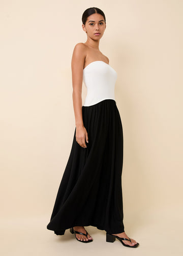 Strapless Soglio Dress Noir / Optic White