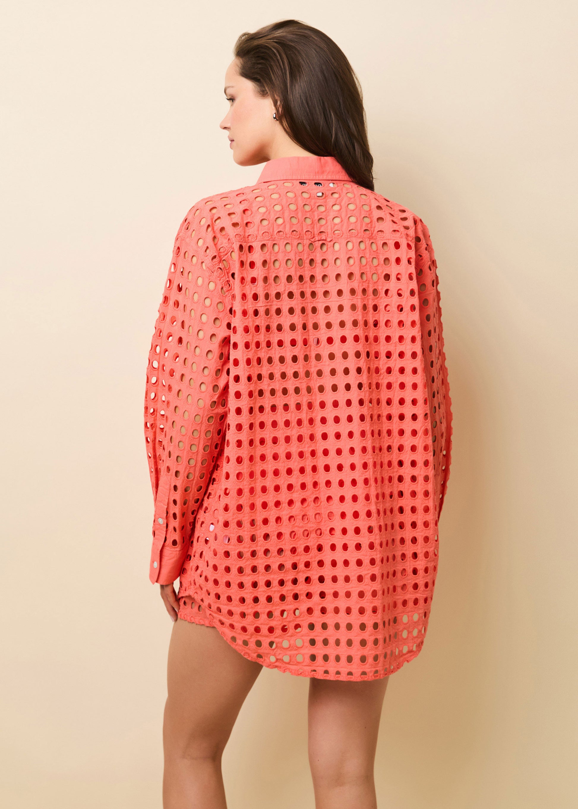 Oxford Tunic Classic Eyelet Coral - Solid & Striped