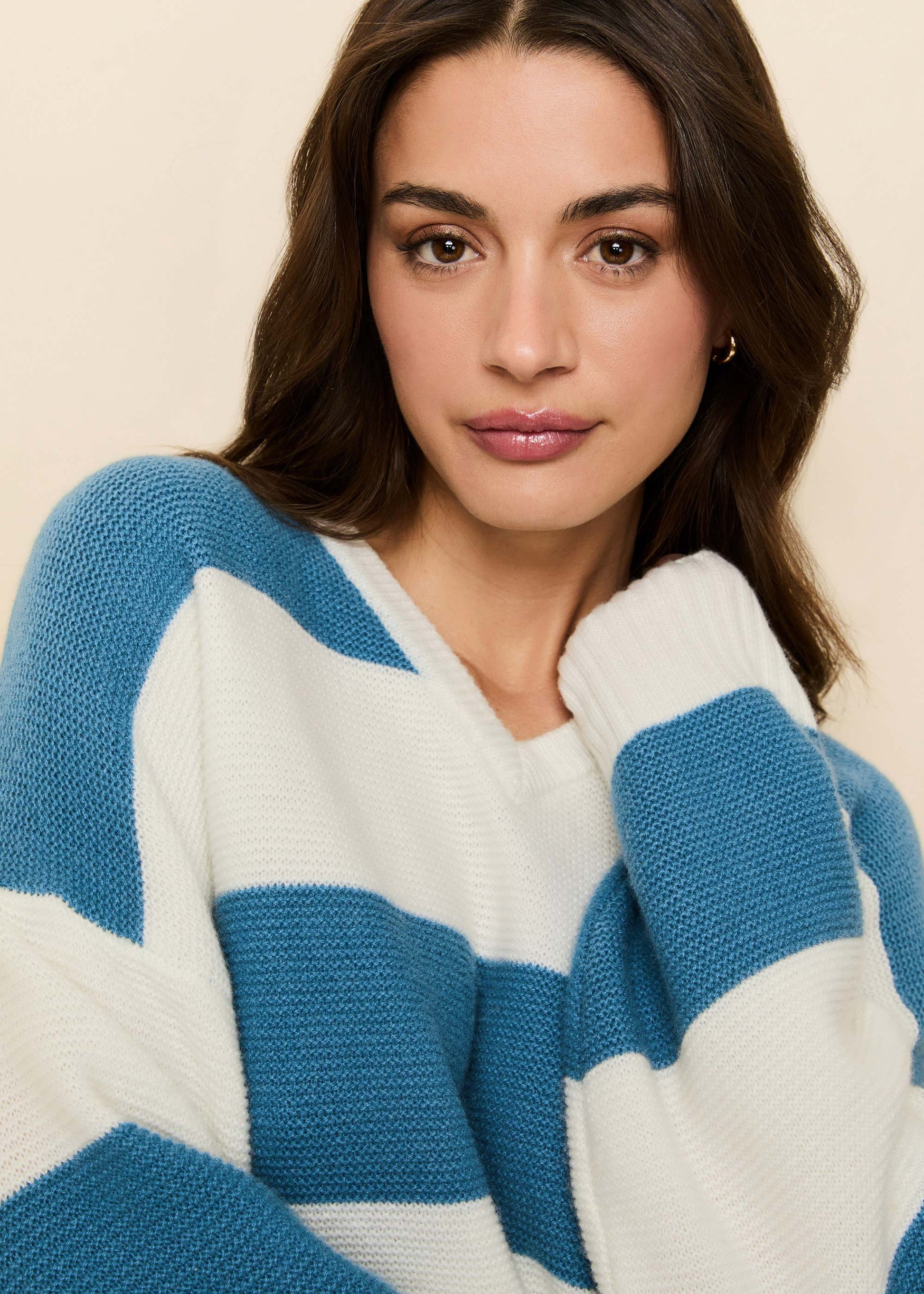 Reva Cashmere Sweater French Blue / Brule Stripe