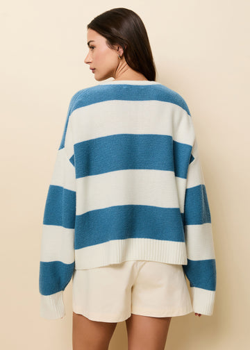 Reva Cashmere Sweater French Blue / Brule Stripe