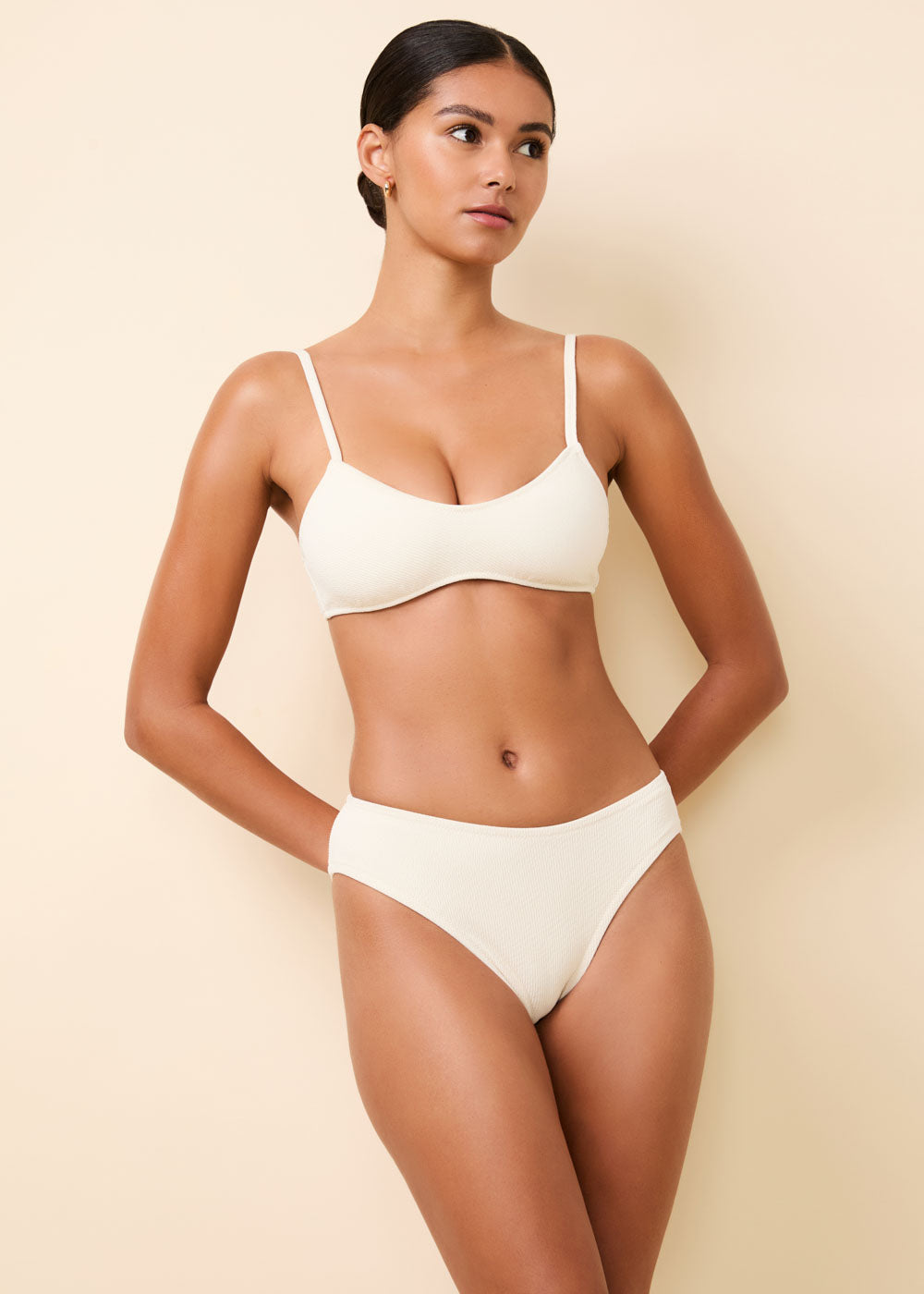 The Eva Cloud Terry Bikini Bottom - Solid & Striped 