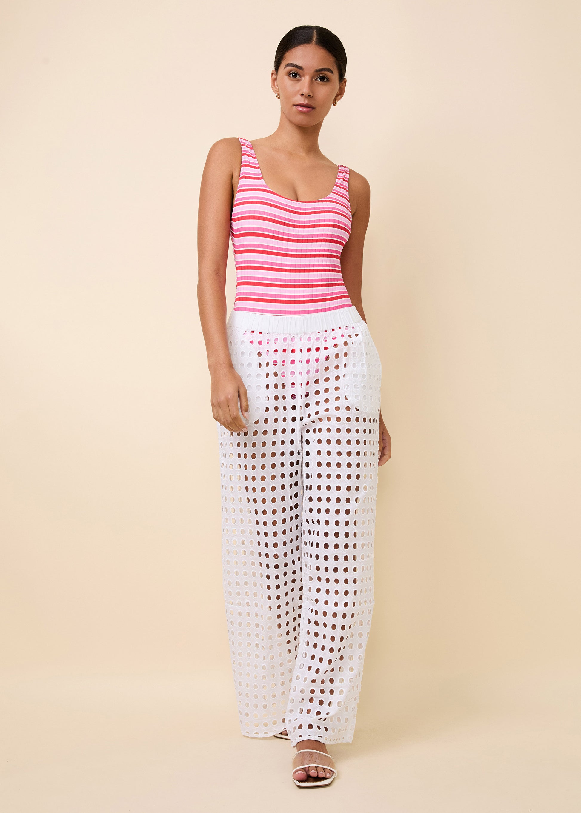 Eyelet Delaney Pant Optic White - Solid & Striped