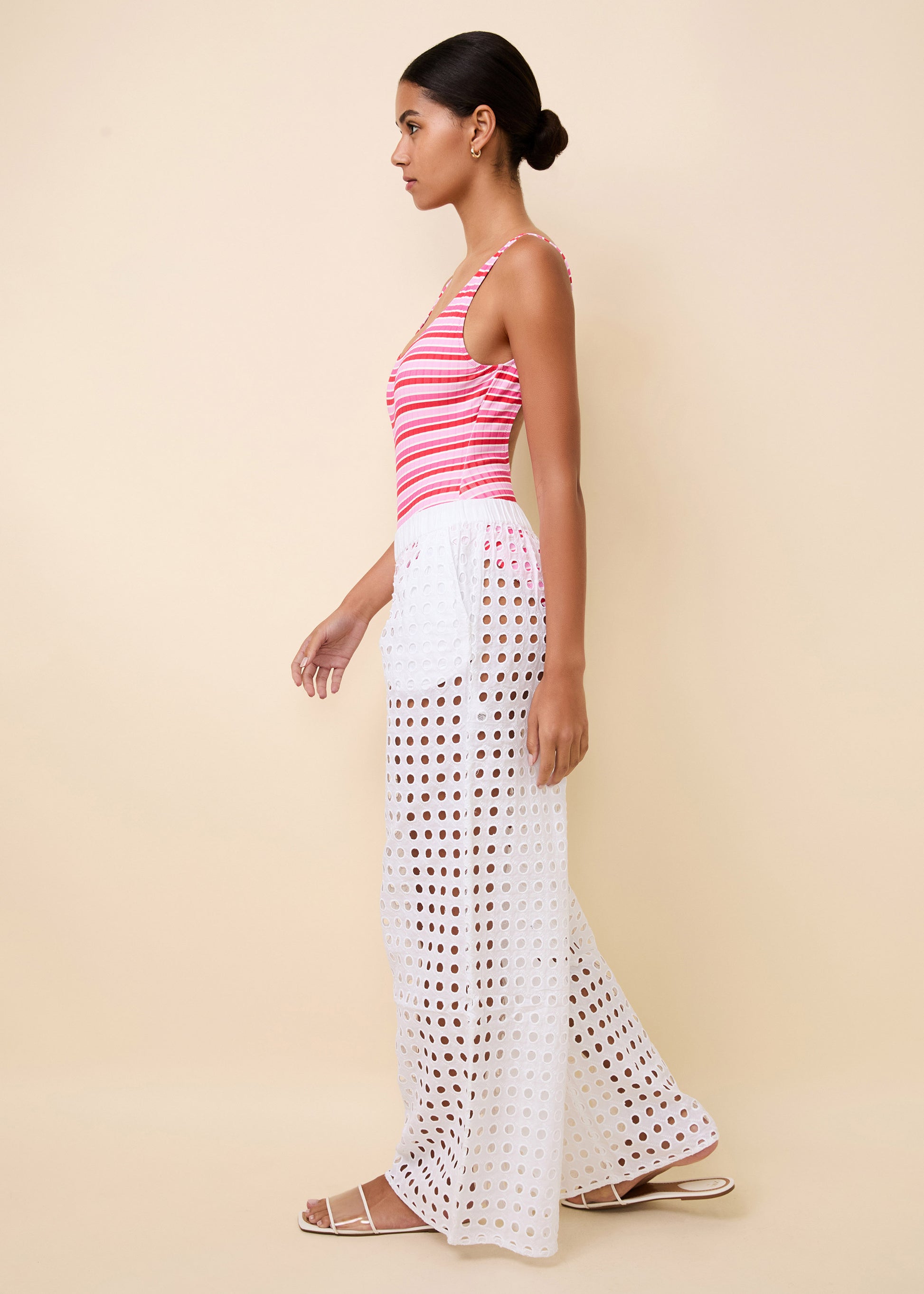 Eyelet Delaney Pant Optic White - Solid & Striped