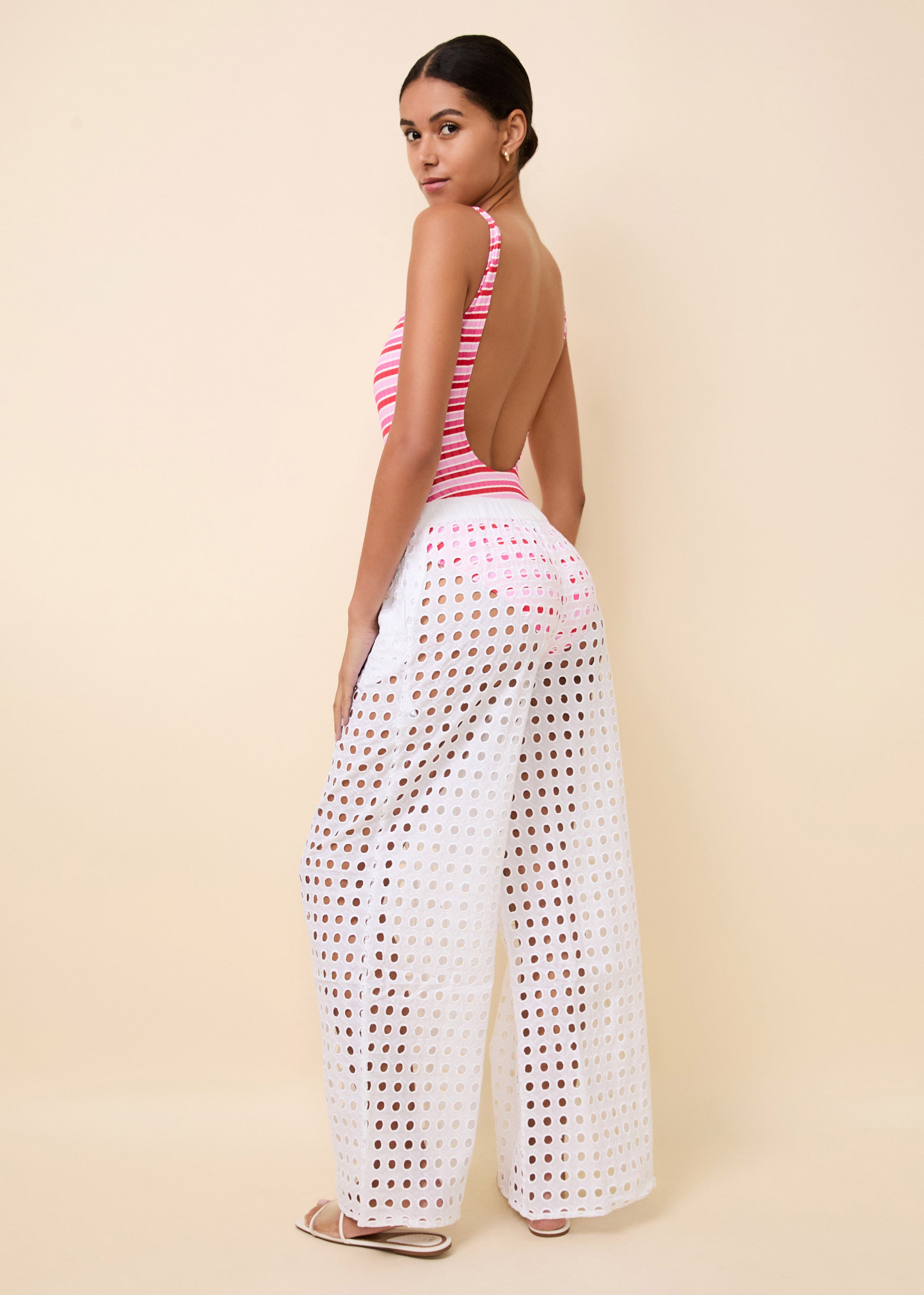 Eyelet Delaney Pant Optic White - Solid & Striped