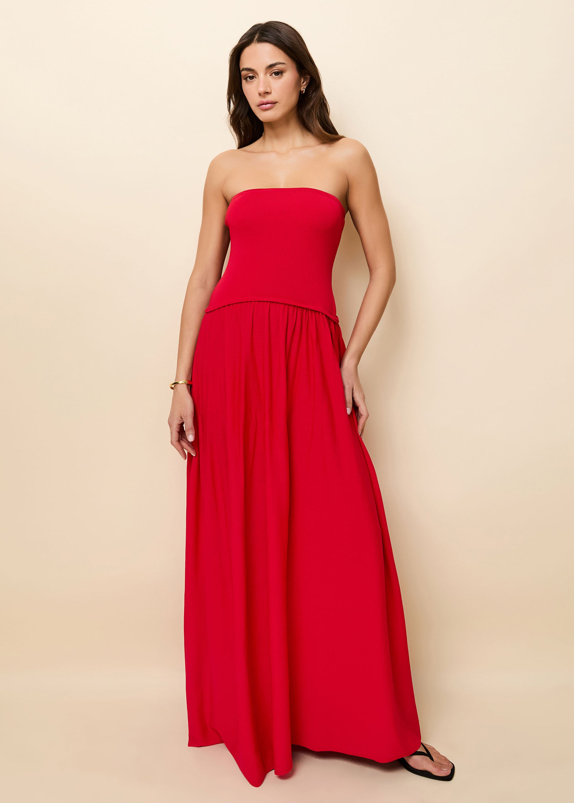 Strapless Soglio Dress Lipstick Red - Solid & Striped