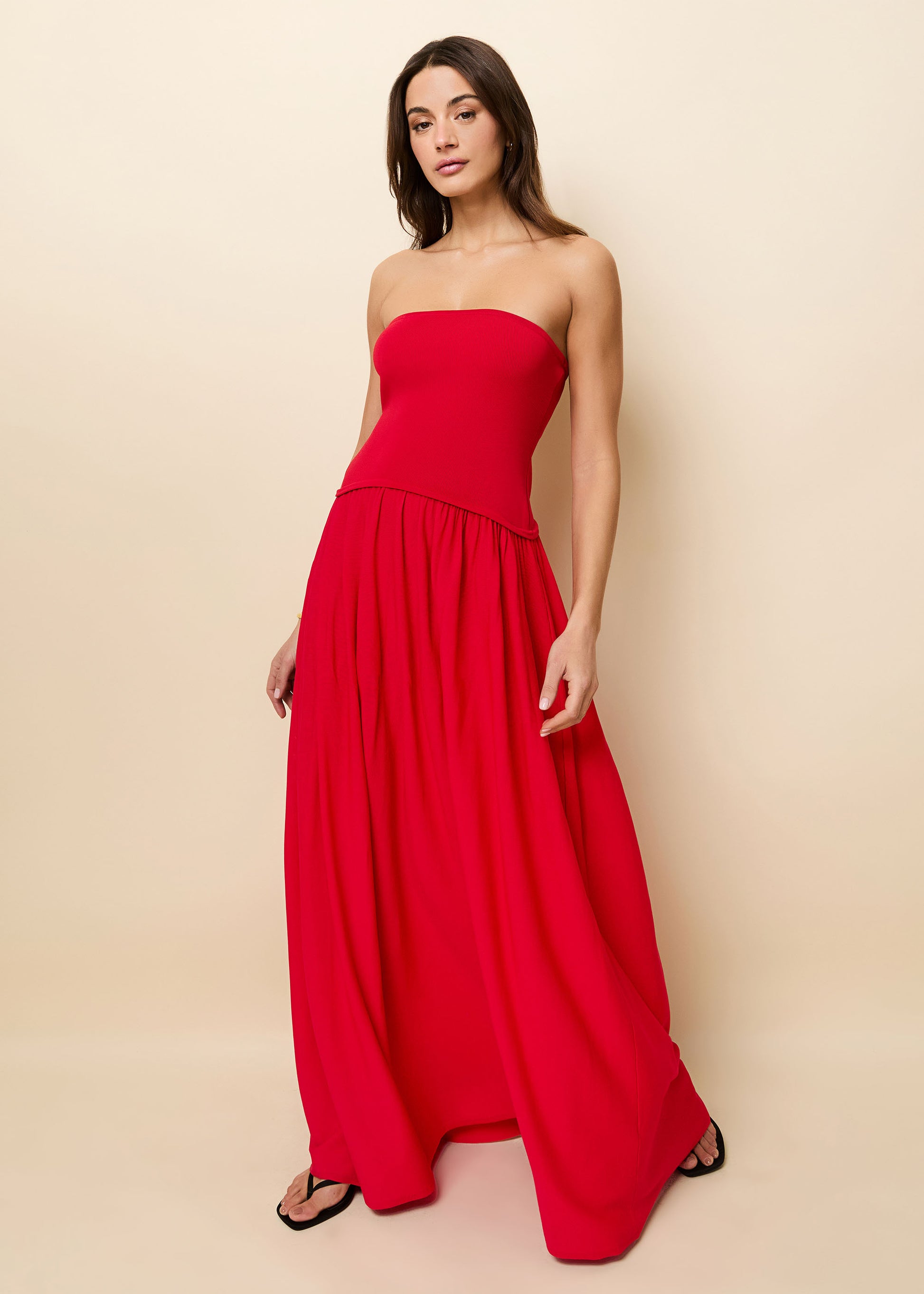 Strapless Soglio Dress Lipstick Red - Solid & Striped