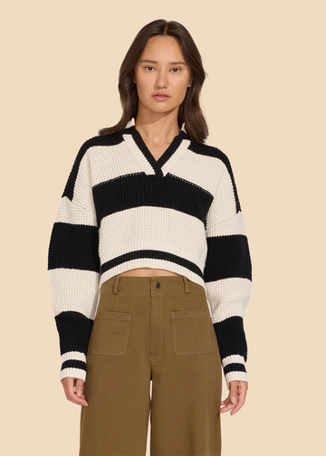 Cass Pullover Brule and Noir Stripe