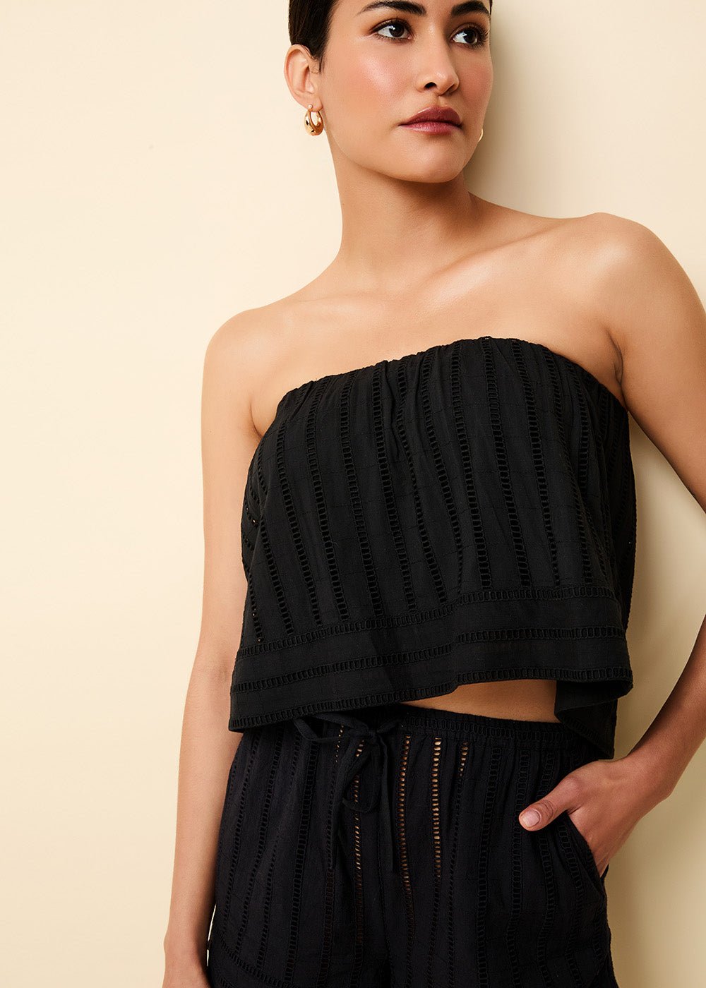 The Jennie Striped Eyelet Tube Top - Solid & Striped