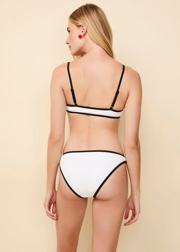 Rachel Ribbed Bikini Bottom Optic White / Noir