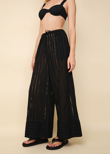 Rentissa Striped Eyelet Pant Noir