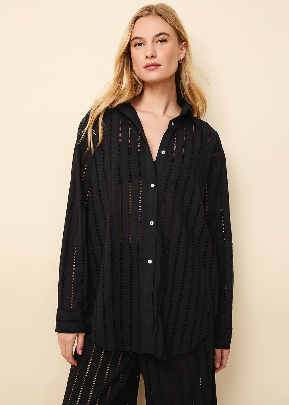 The Striped Eyelet Oxford Tunic - Solid & Striped