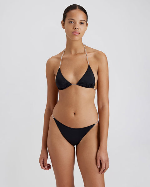 The Iris Rhinestone Bikini Top in Blackout Solid Striped