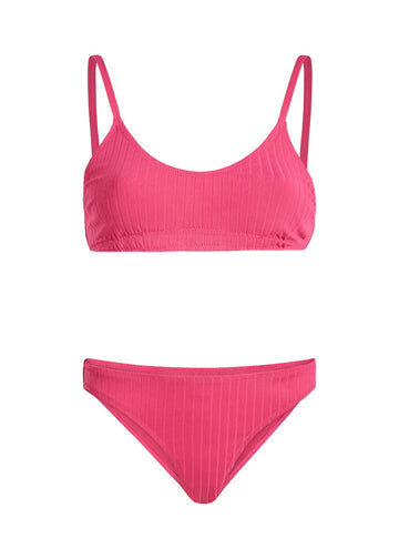 Rachel Ribbed Bikini Bottom Hot Pink