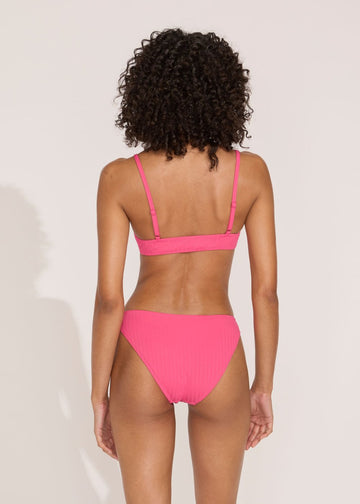 Rachel Ribbed Bikini Bottom Hot Pink